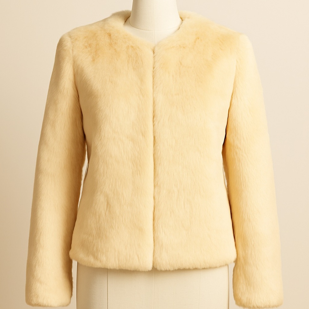 Women's Cream Faux Fur Jacket